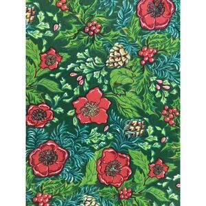 Vintage 1992 Texunion Cheryl Ann Johnson Floral Pinecone Cotton Fabric 2 yd 46”w